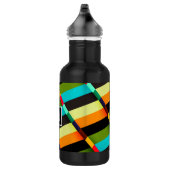 Farbige, moderne Abstrakte Streifen und Monogramm Trinkflasche (Rechts)