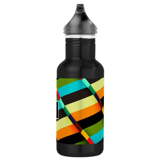 Farbige, moderne Abstrakte Streifen und Monogramm Trinkflasche (Rechts)