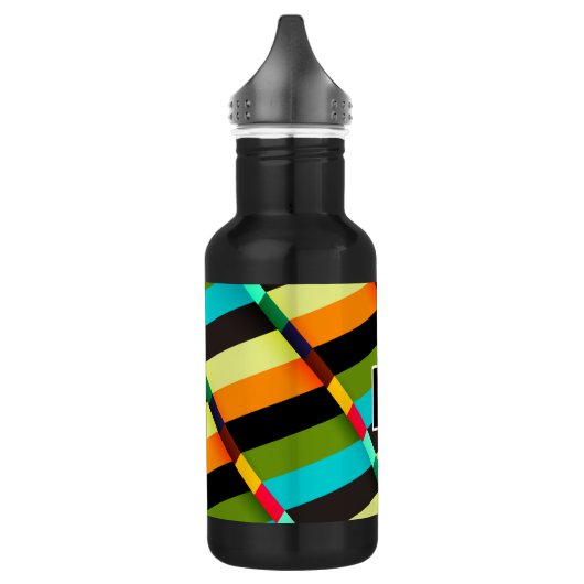 Farbige, moderne Abstrakte Streifen und Monogramm Trinkflasche (Links)