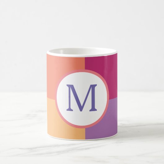 Farbige moderne benutzerdefinierte Monogramminitia Kaffeetasse (Mittel)