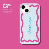 Farbige moderne blaue und rosa Monogramm Wavy Edge Case-Mate iPhone Hülle