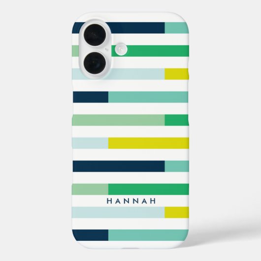 Farbige, moderne blaugrüne türkisfarbene Streifen Case-Mate iPhone Hülle (Rückseite)