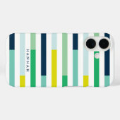 Farbige, moderne blaugrüne türkisfarbene Streifen Case-Mate iPhone Hülle (Rückseite (Horizontal))