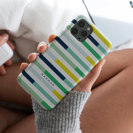 Farbige, moderne blaugrüne türkisfarbene Streifen Case-Mate iPhone Hülle