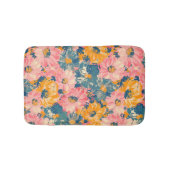 Farbige moderne Blume Blumenmuster Badematte (Vorderseite)