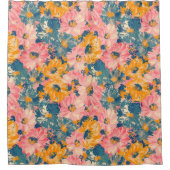 Farbige moderne Blume Blumenmuster Duschvorhang (Vorderseite)