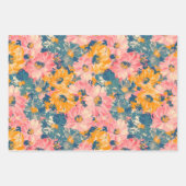 Farbige moderne Blume Blumenmuster Geschenkpapier Set (Vorderseite)