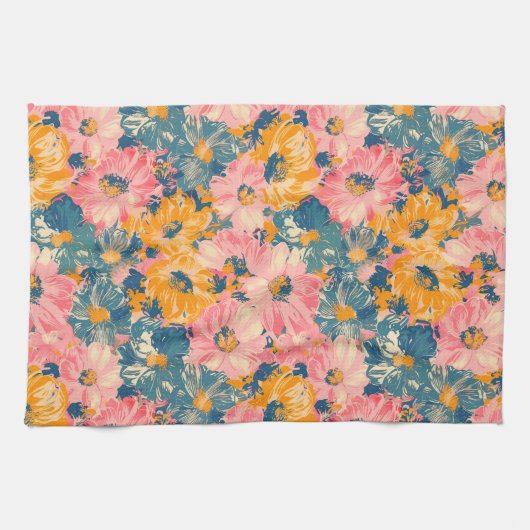 Farbige moderne Blume Blumenmuster Geschirrtuch (Horizontal)
