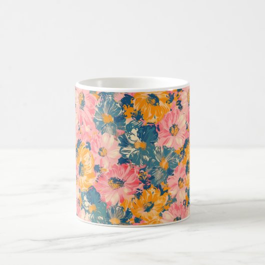 Farbige moderne Blume Blumenmuster Kaffeetasse (Mittel)