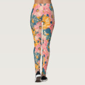 Farbige moderne Blume Blumenmuster Leggings (Rückseite)