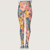 Farbige moderne Blume Blumenmuster Leggings (Vorderseite)