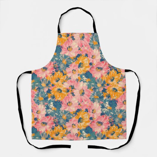 Farbige moderne Blume Blumenmuster Schürze (Vorderseite)