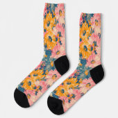 Farbige moderne Blume Blumenmuster Socken (Linkes Detail)
