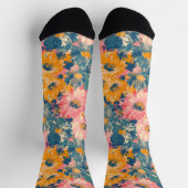 Farbige moderne Blume Blumenmuster Socken (Oben)