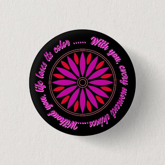 FARBIGE MODERNE BLUMEN GESCHENK TOCHTER SCHWESTER BUTTON (Vorderseite)