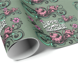 FARBIGE MODERNE BLUMEN GESCHENK TOCHTER SCHWESTER GESCHENKPAPIER