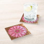 FARBIGE MODERNE BLUMEN GESCHENK TOCHTER SCHWESTER  GLASUNTERSETZER (Schrägansicht)