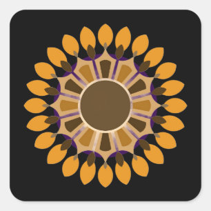FARBIGE MODERNE BLUMEN GESCHENK TOCHTER SCHWESTER  QUADRATISCHER AUFKLEBER