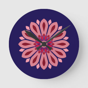 FARBIGE MODERNE BLUMEN GESCHENK TOCHTER SCHWESTER  RUNDE WANDUHR