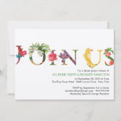 Farbige moderne botanische Flora und Fauna Einladung (Vorderseite)