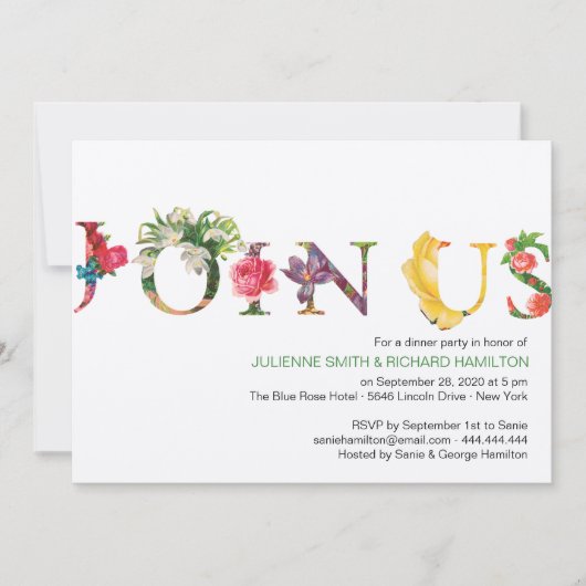 Farbige moderne botanische Flora und Fauna Einladung (Vorderseite)