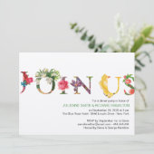 Farbige moderne botanische Flora und Fauna Einladung (Stehend Vorderseite)