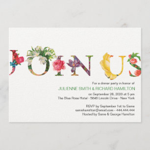 Farbige moderne botanische Flora und Fauna Einladung