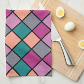 Farbige moderne diagonale Fliesen Muster Version 1 Geschirrtuch (Viertel Falte)
