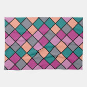 Farbige moderne diagonale Fliesen Muster Version 1 Geschirrtuch (Horizontal)