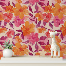 Farbige moderne, fett rosa orangefarbene Muster Tapete