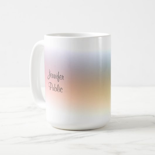 Farbige, moderne, handgeschriebene Skriptvorlage Kaffeetasse (Vorderseite Links)