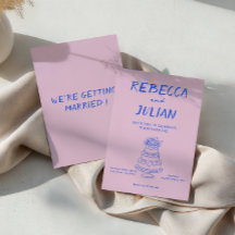 Farbige moderne Hochzeit in Rosa und Blau