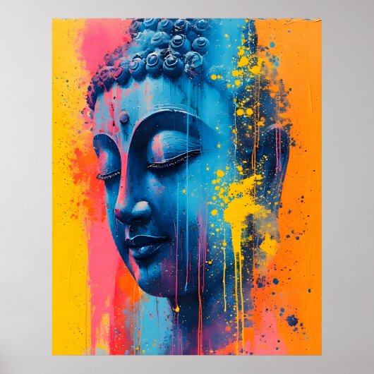 Farbige moderne Kunst - Gautama Buddha Malerei Poster (Vorne)