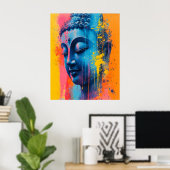 Farbige moderne Kunst - Gautama Buddha Malerei Poster (Heimbüro)