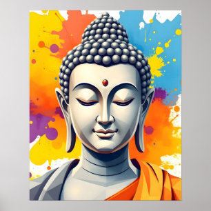 Farbige moderne Kunst   Gautama Buddha Poster