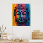 Farbige moderne Kunst - Göttliche Buddha-Malerei Poster (Küche)