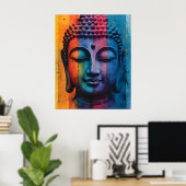 Farbige moderne Kunst - Göttliche Buddha-Malerei Poster (Heimbüro)
