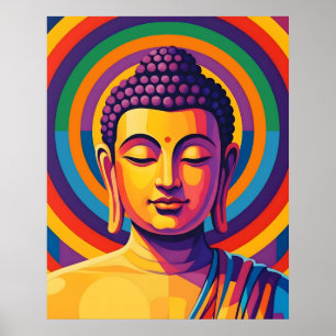 Farbige moderne Kunst Meditierendes Buddha-Portr Poster