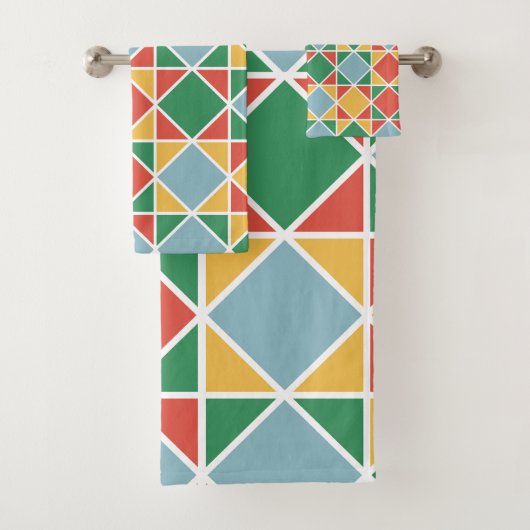 Farbige moderne Mitte des Jahrhunderts l Multi Far Badhandtuch Set (Insitu)