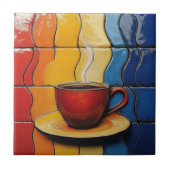 Farbige moderne rote Kaffeetasse  Fliese (Vorderseite)