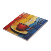 Farbige moderne rote Kaffeetasse  Fliese (Seite)