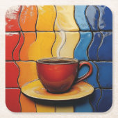 Farbige moderne rote Kaffeetasse  Rechteckiger Pappuntersetzer (Vorderseite)
