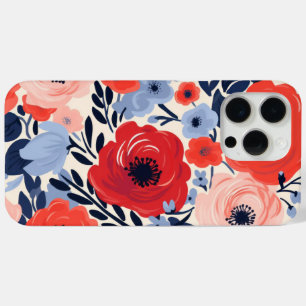 Farbige moderne rote weiße blaue Wasserfarbe Blume Case-Mate iPhone Hülle