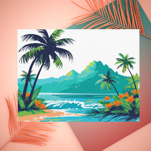 Farbige moderne tropische Strandstaat Postkarte