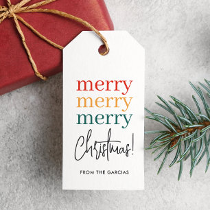 Farbige moderne Typografie personalisierte Weihnac Geschenkanhänger