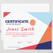 Farbige moderne Urkunden über erreichte Leistungen (Vorne/Hinten)