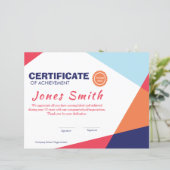 Farbige moderne Urkunden über erreichte Leistungen (Stehend Vorderseite)
