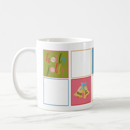 Farbige moderne Weihnachtstypografie Name Foto Kaffeetasse (Links)