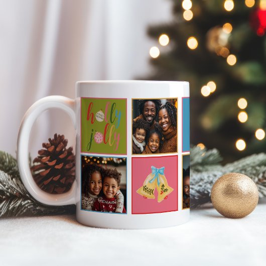 Farbige moderne Weihnachtstypografie Name Foto Kaffeetasse