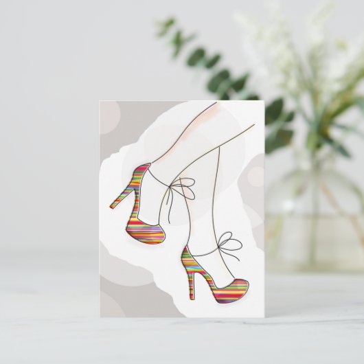 Farbige Modeschuhe Postkarte (Stehend Vorderseite)